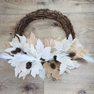Harvest Grapevine and Cream Oak Leaf Wreath